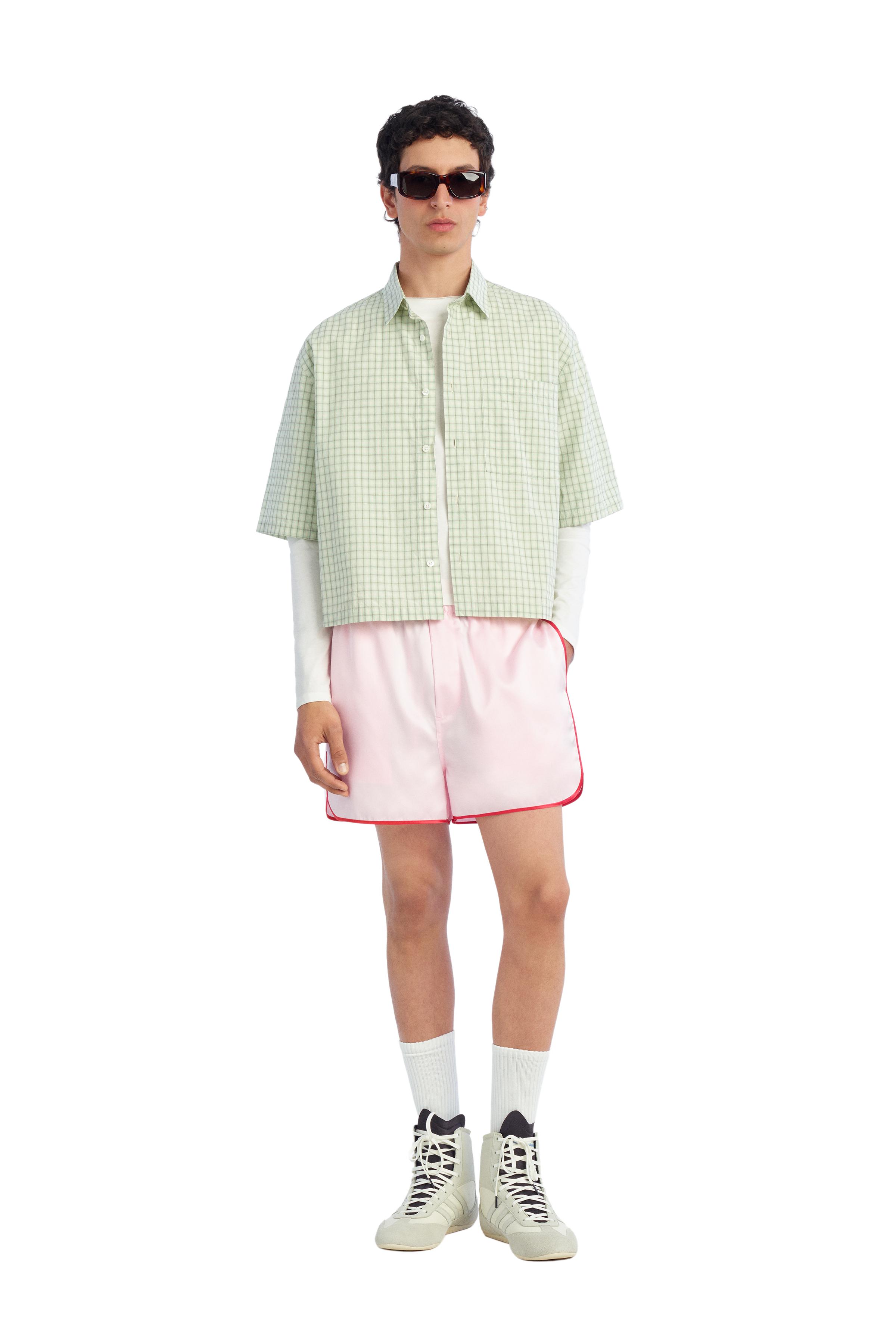 CHEMISE COUPE CARRÉE À CARREAUX BRODÉ